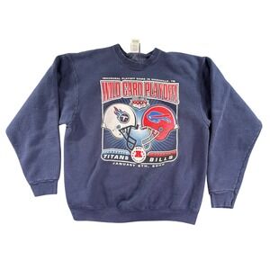 Vintage Buffalo Bills vs Titans Wild Card Playoff Sweatshirt‎ Mens XL Navy 2000